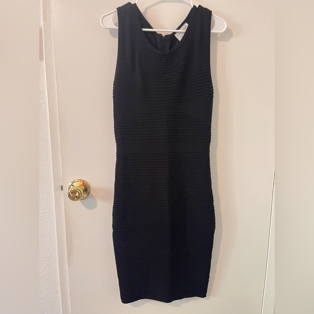 Modern Citizen Black Midi Dress Bodycon LBD Slimming Sheath Size Small